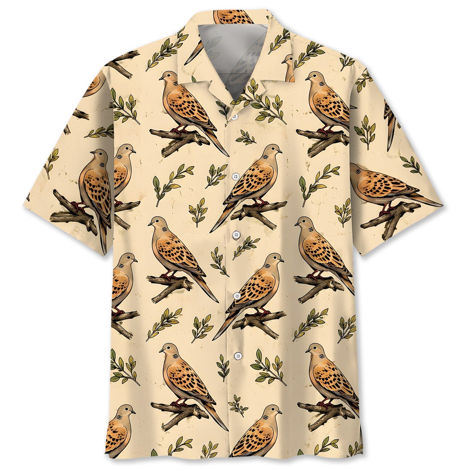 Vintage Wild Dove Pattern Hawaiian Shirt