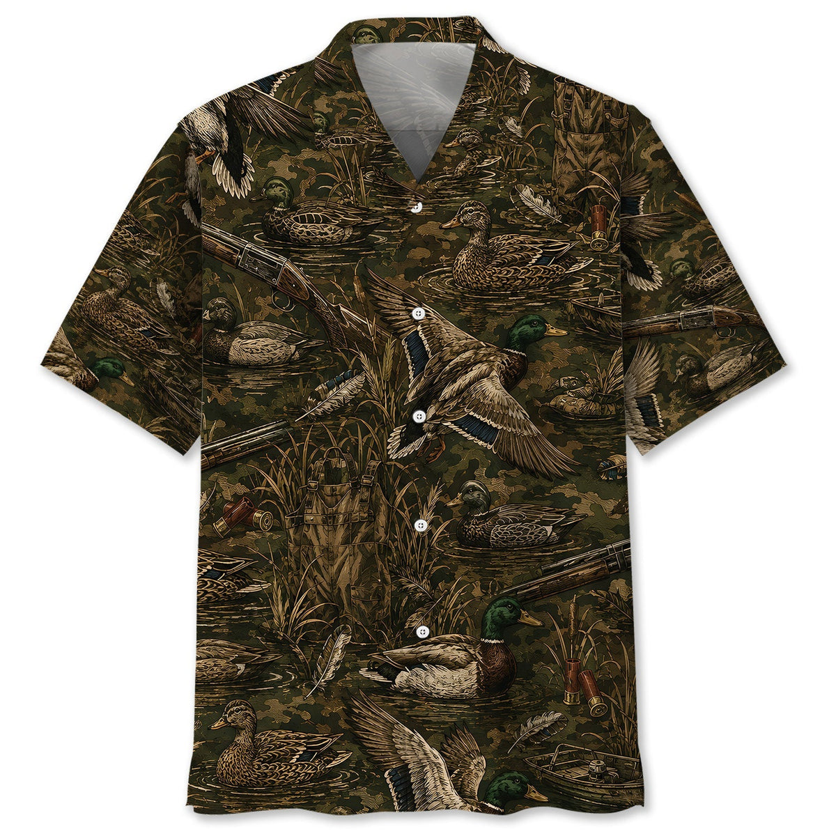 Vintage Duck Hunter Camo Hawaiian Shirt
