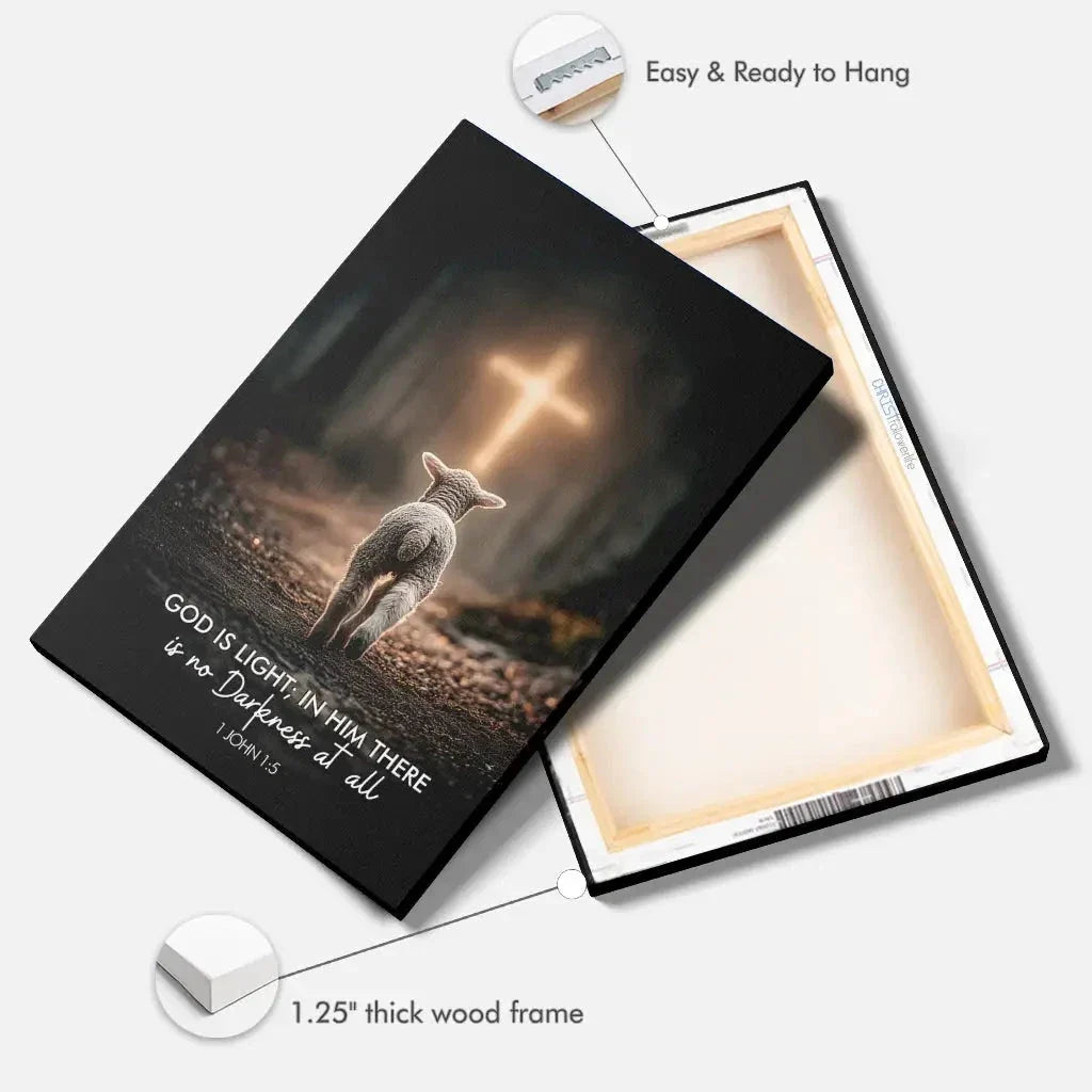 1 john 1 5 god is light lamb walking toward the cross canvas wall art (view 4)