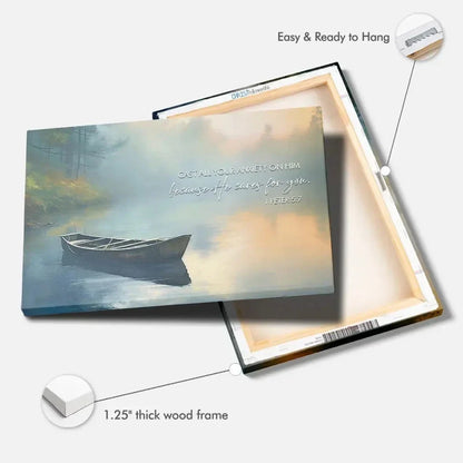 1 peter 5 7 cast all your anxiety on him wall art canvas (Landscape) (view 2)