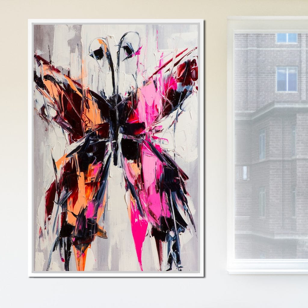 Orange & Pink Butterfly Canvas Wall Art