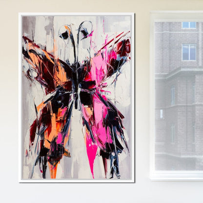 Orange & Pink Butterfly Canvas Wall Art