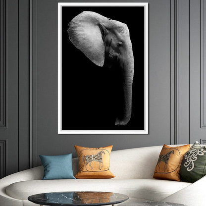 Black and White Elephant Head Canvas Wall Art