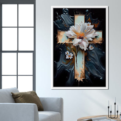 Floral Cross 02 Canvas Wall Art