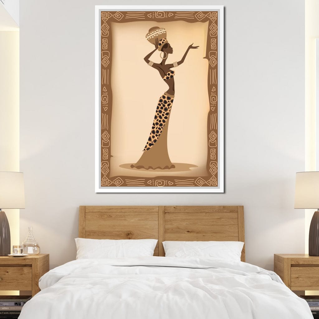 Traditional African Woman With Leopard Dress Canvas Wall Art