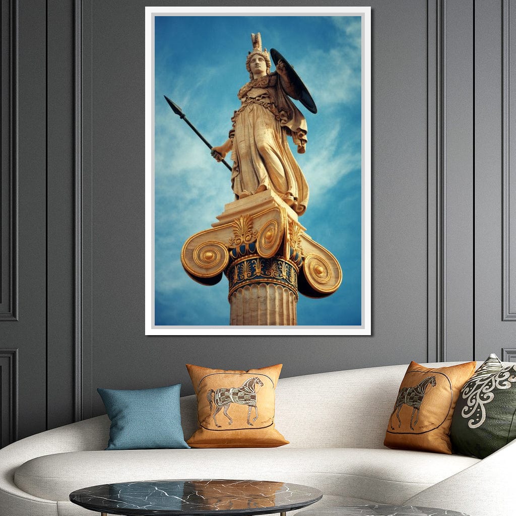 Athena Statue in Athens Canvas Wall Art