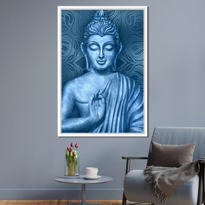 Blue Meditating Buddha Canvas Wall Art