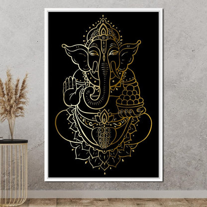 Golden Ganesha Canvas Wall Art