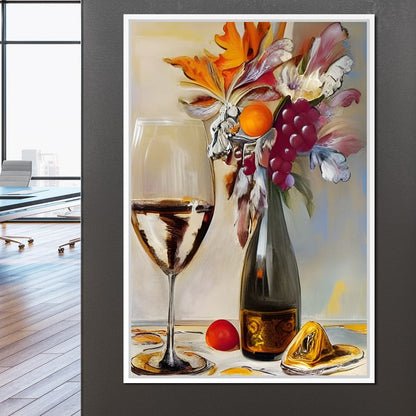 Abstract Wine & Flowers 05 Canvas Wall Art