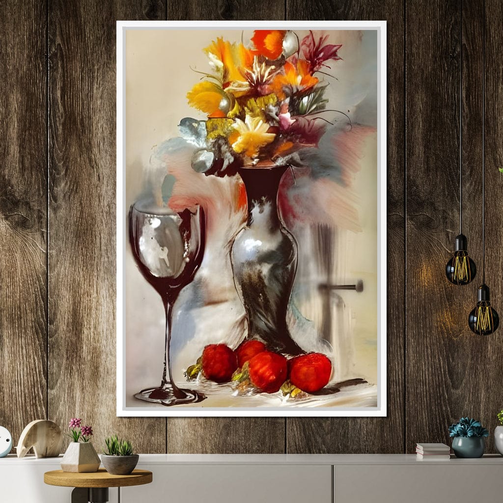 Abstract Wine & Flowers 02 Canvas Wall Art