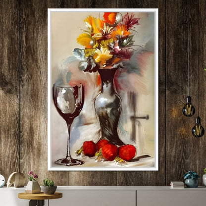 Abstract Wine & Flowers 02 Canvas Wall Art