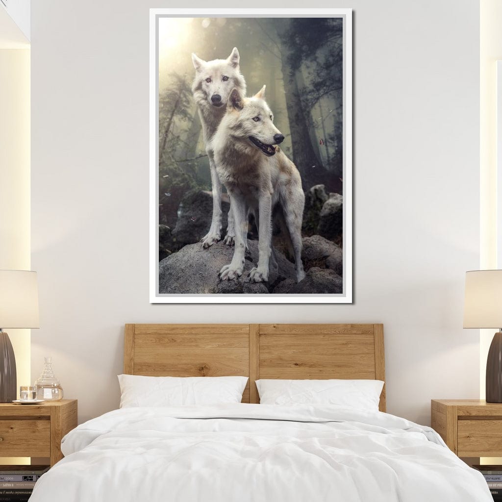 Double Wolves Canvas Wall Art