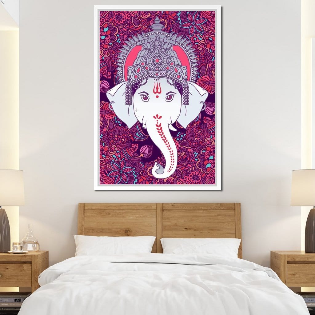 Hindu Lord Ganesha in Pink Canvas Wall Art
