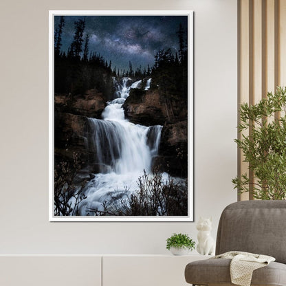 Milky Way Waterfall Canvas Wall Art