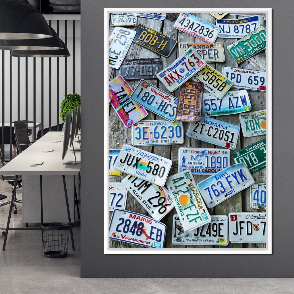 License Plates Canvas Wall Art
