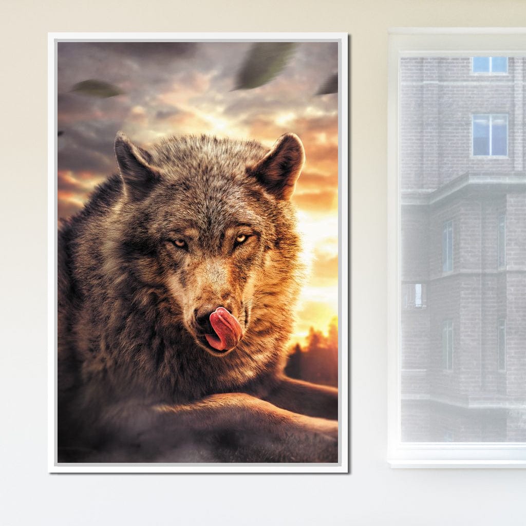 Wolf Sunset Canvas Wall Art