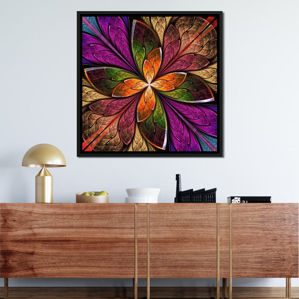 Fractal Flower in Multicolors Canvas Wall Art