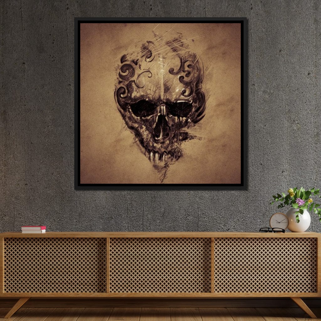 Skull Sketch Canvas Wall Art