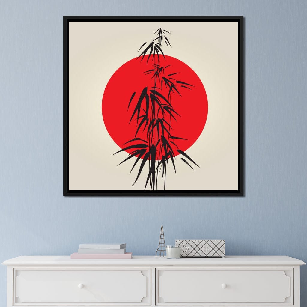 Red and Black Bamboo Canvas Wall Art