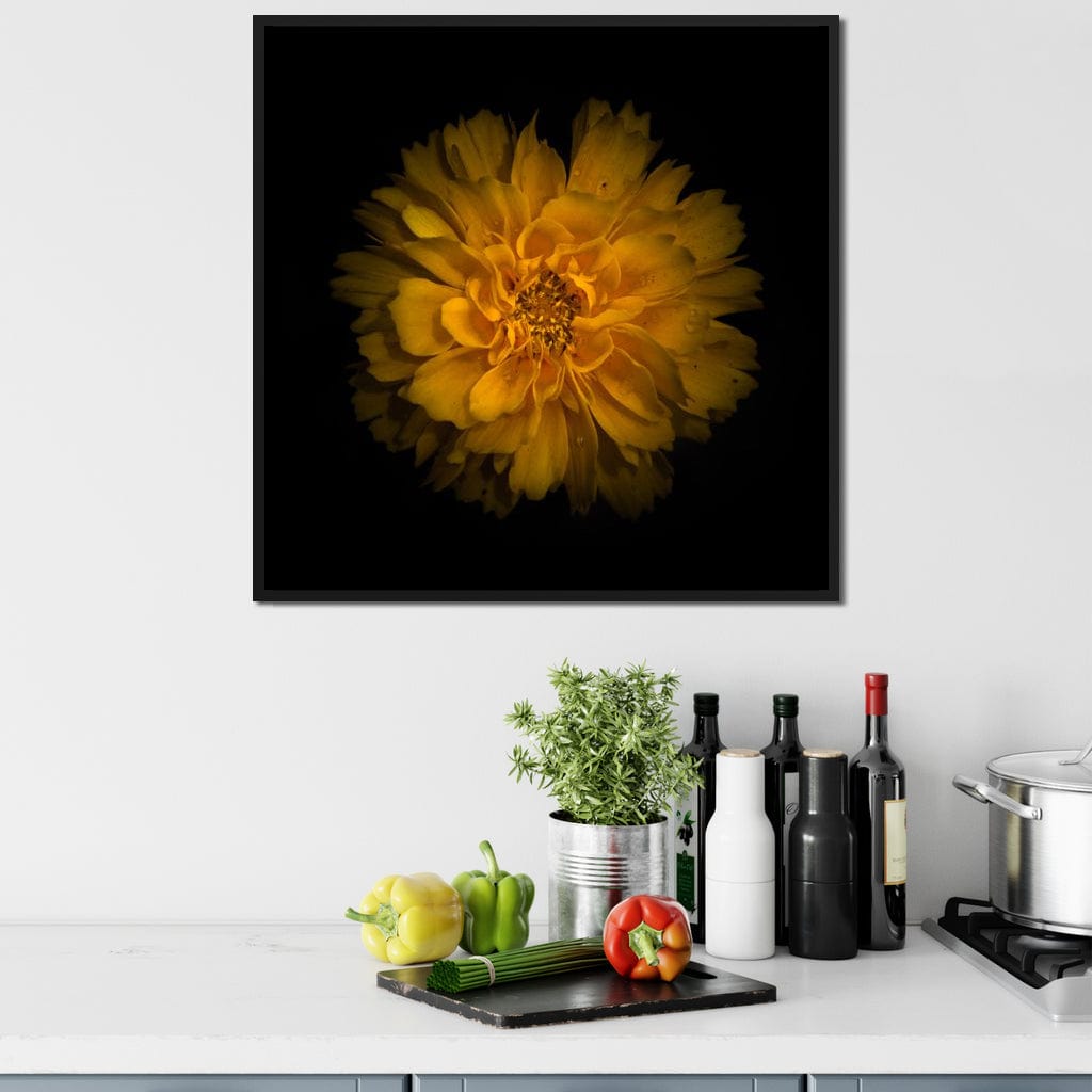Orange Background Flowers Canvas Wall Art