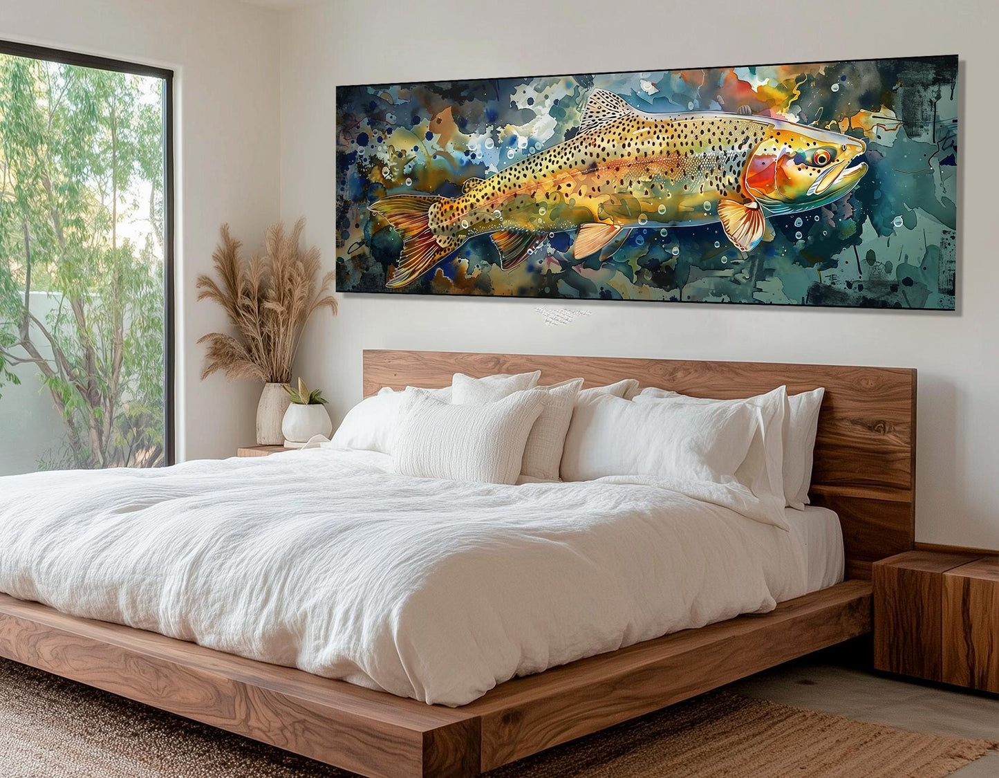 Rainbow Trout Canvas Print – Abstract Fish Canvas | Ready to Hang Fishing Wall Art