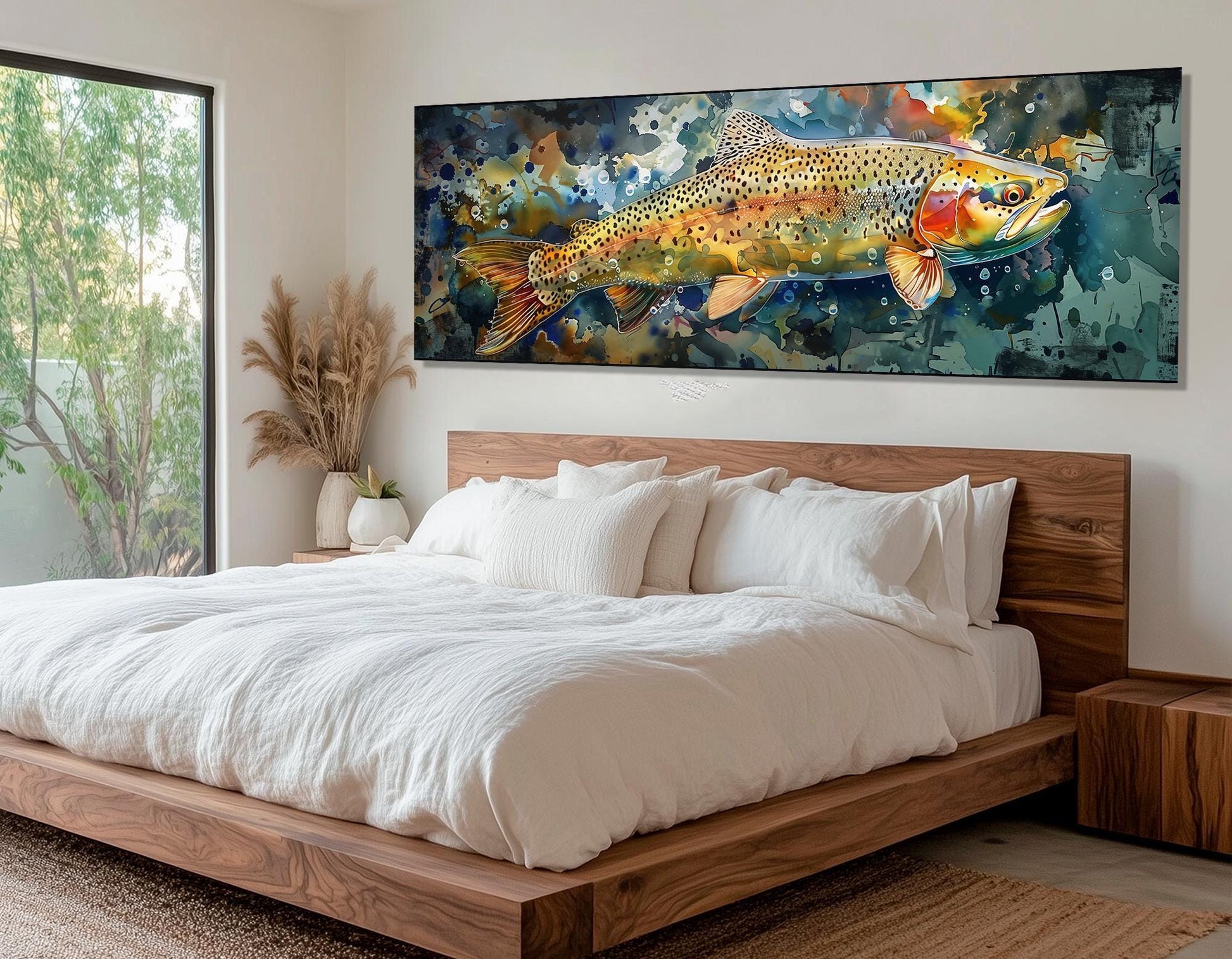 Rainbow Trout Canvas Print – Abstract Fish Canvas | Ready to Hang Fishing Wall Art