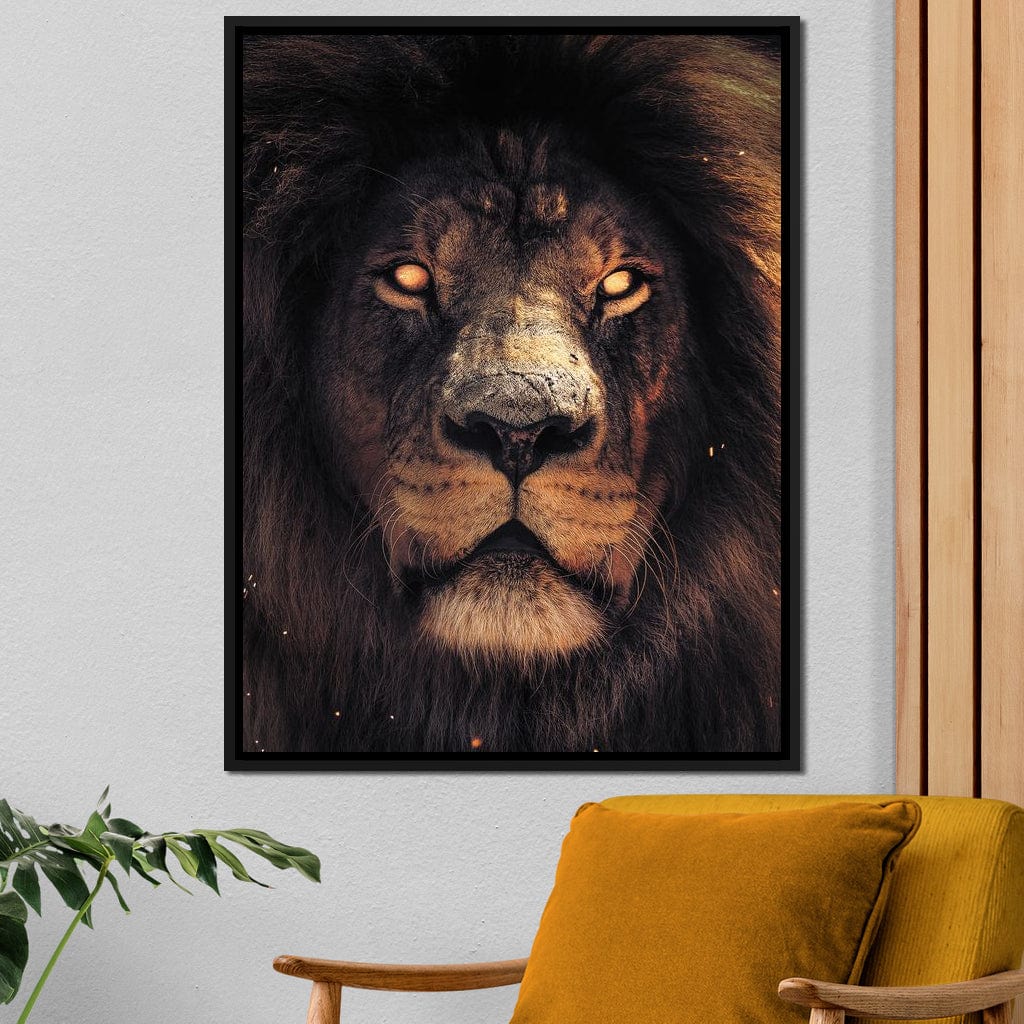 Scary Lion Canvas Wall Art