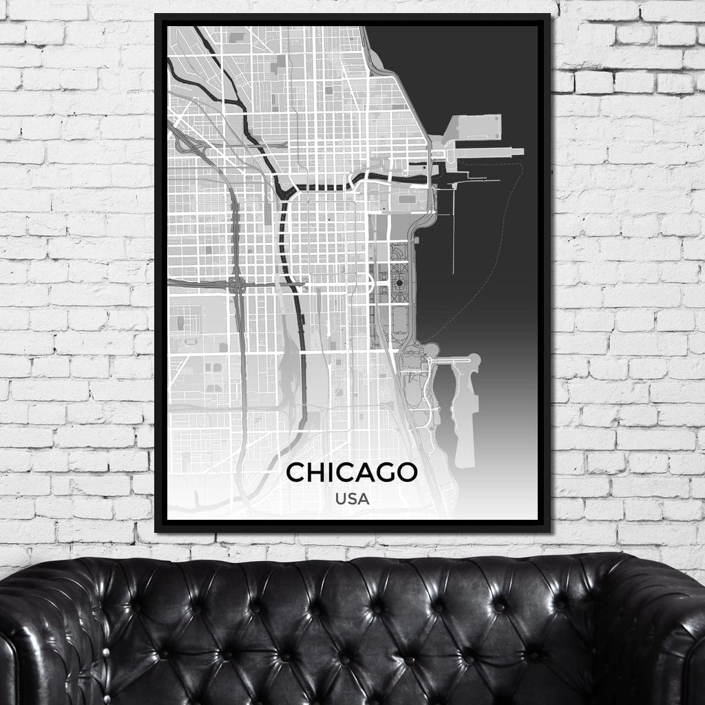 Map of Chicago, USA Canvas Wall Art