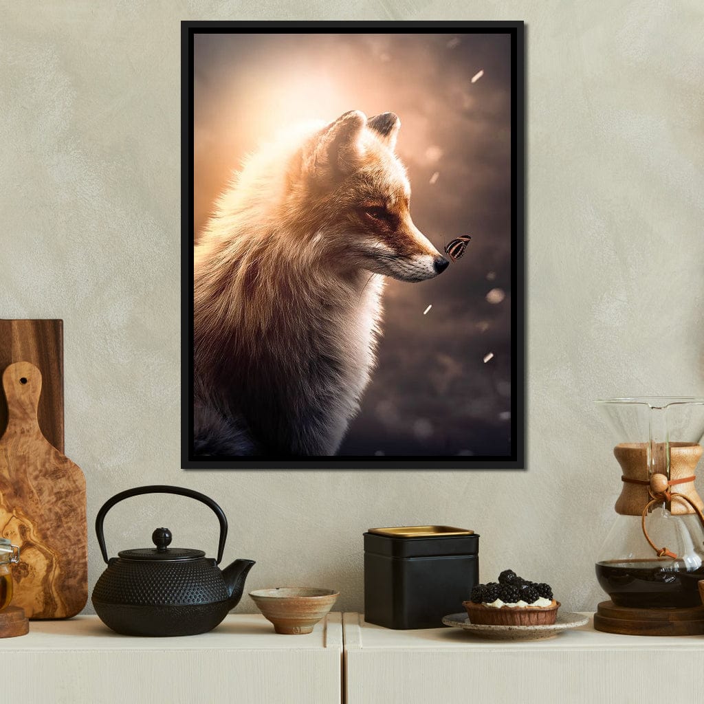 Fox Butterfly Glow Canvas Wall Art