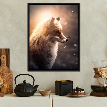Fox Butterfly Glow Canvas Wall Art
