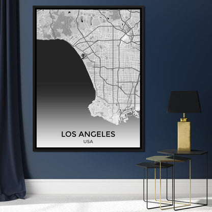Map of Los Angeles, USA Canvas Wall Art