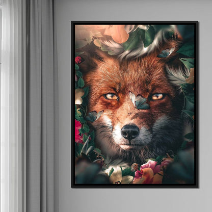 Floral Fox Canvas Wall Art