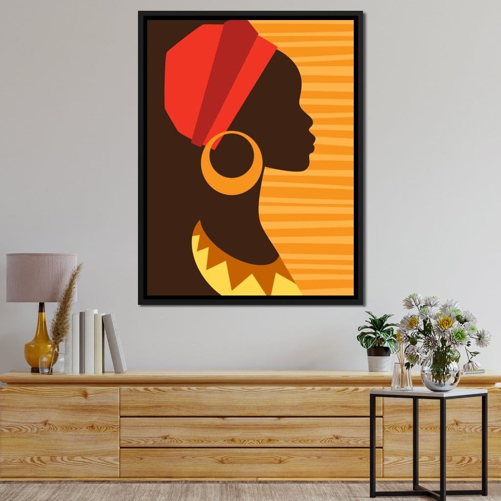 African Woman Profile Canvas Wall Art