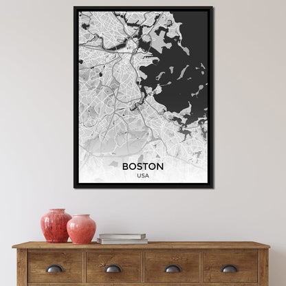 Map of Boston, USA Canvas Wall Art