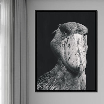 Black and White Shoebill Stork Canvas Wall Art