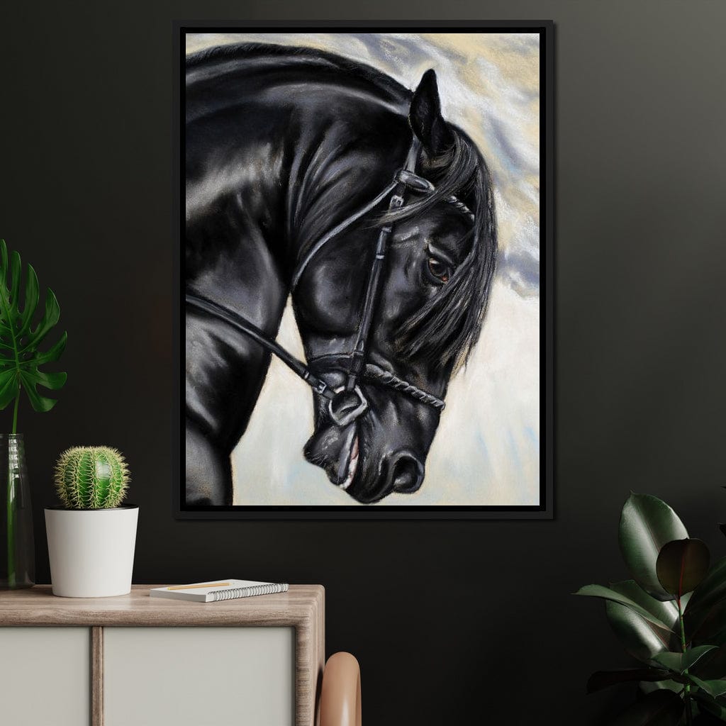 Black Friesian Horse Canvas Wall Art