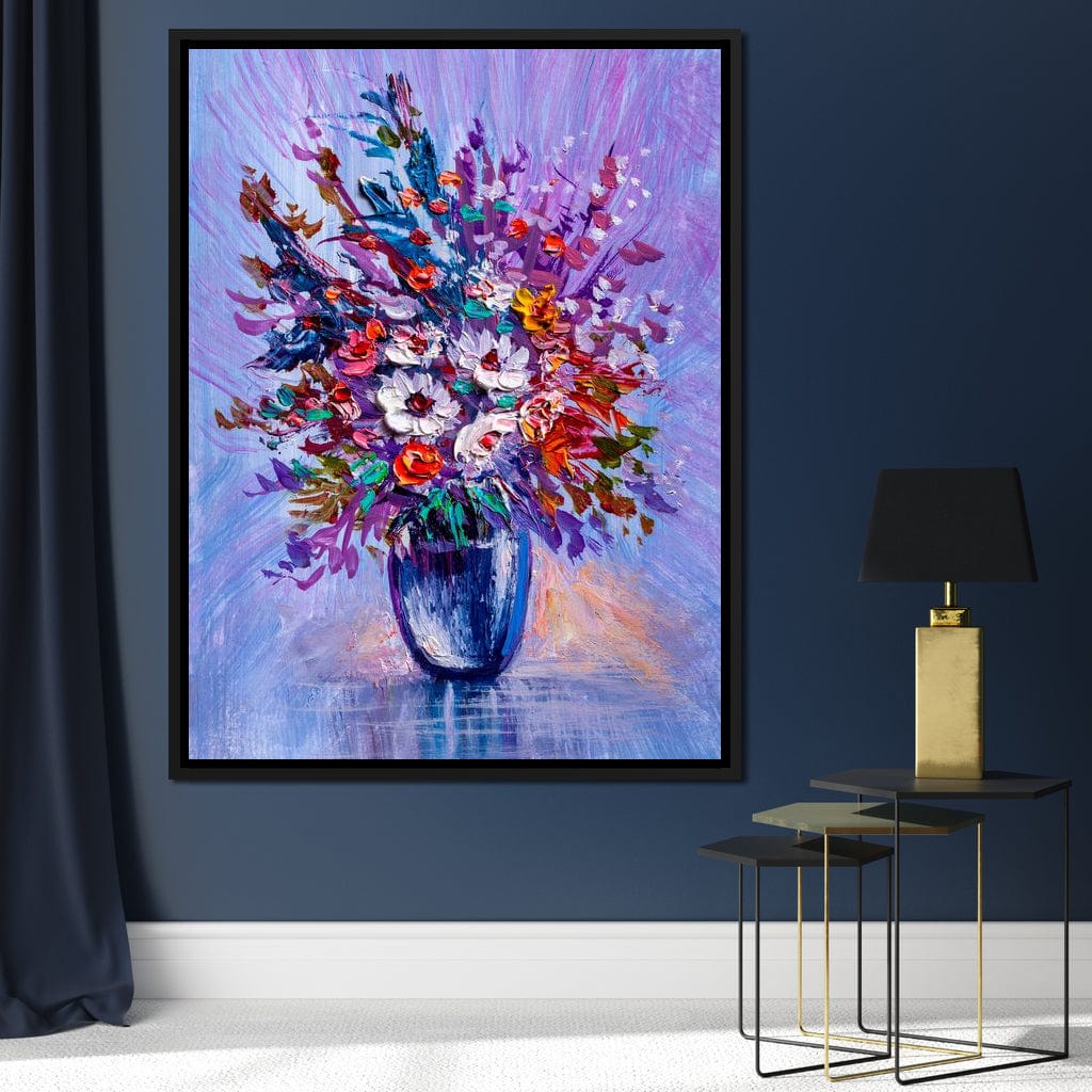 Multicolored Flowers Bouquet Canvas Wall Art