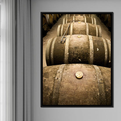 Rusted Wine Barrels Canvas Wall Art