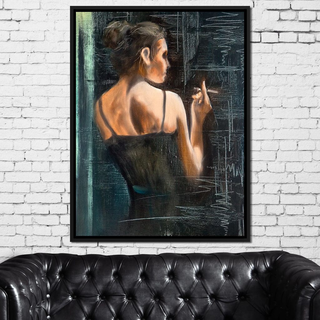 Smoking Woman Canvas Wall Art