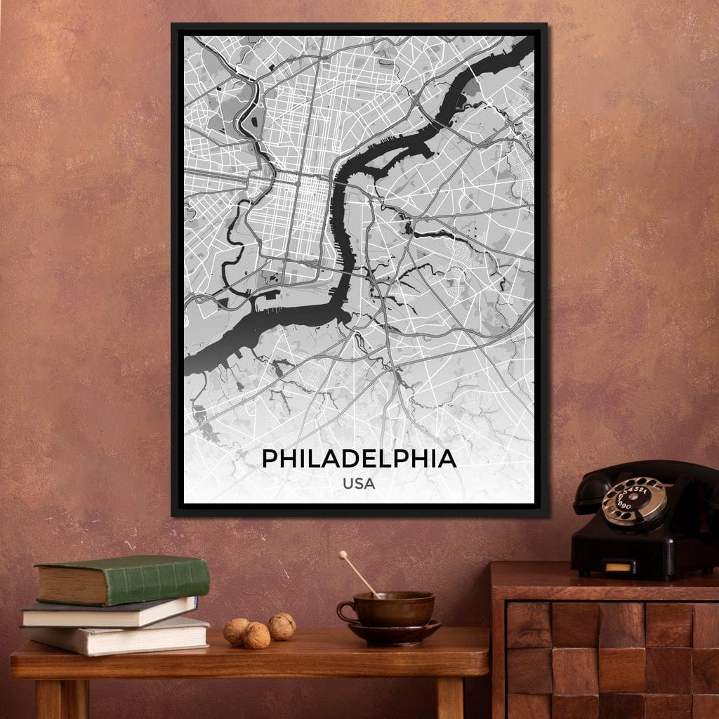 Map of Philadelphia, USA Canvas Wall Art