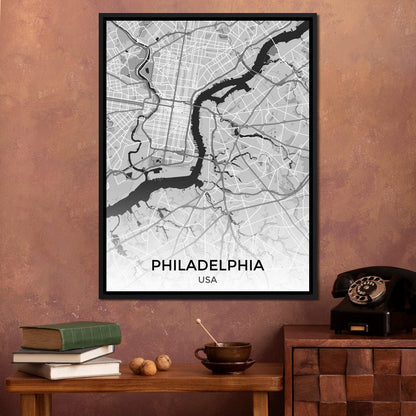 Map of Philadelphia, USA Canvas Wall Art