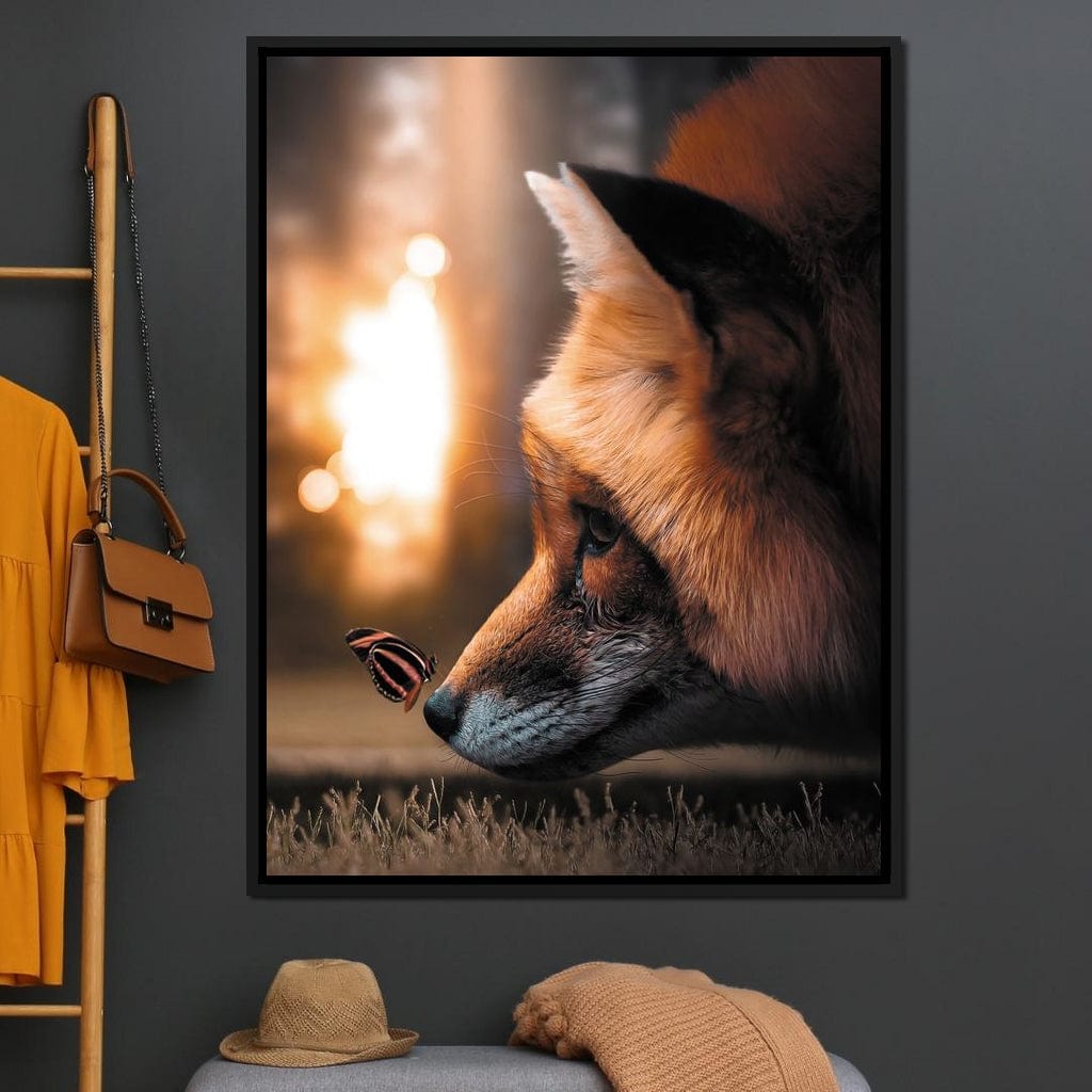 Fox Butterfly Canvas Wall Art