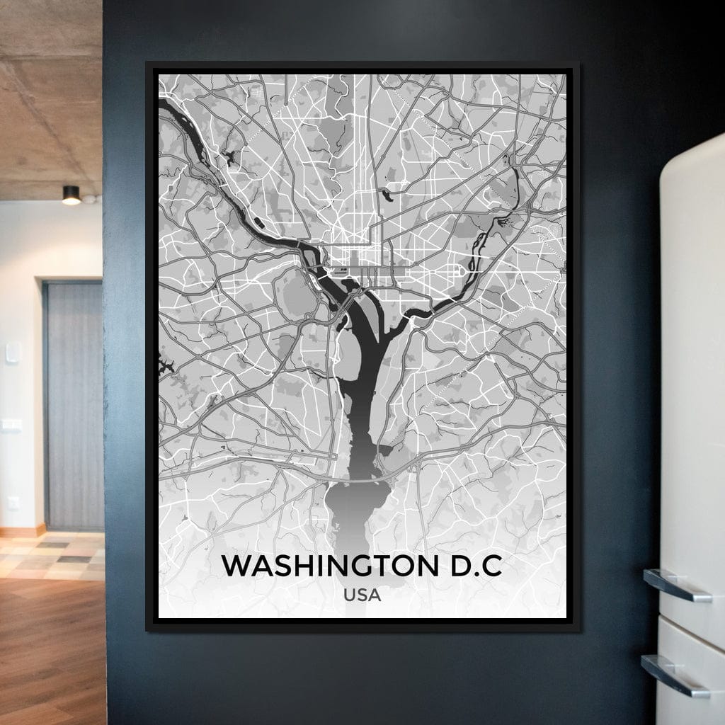 Map of Washington, USA Canvas Wall Art