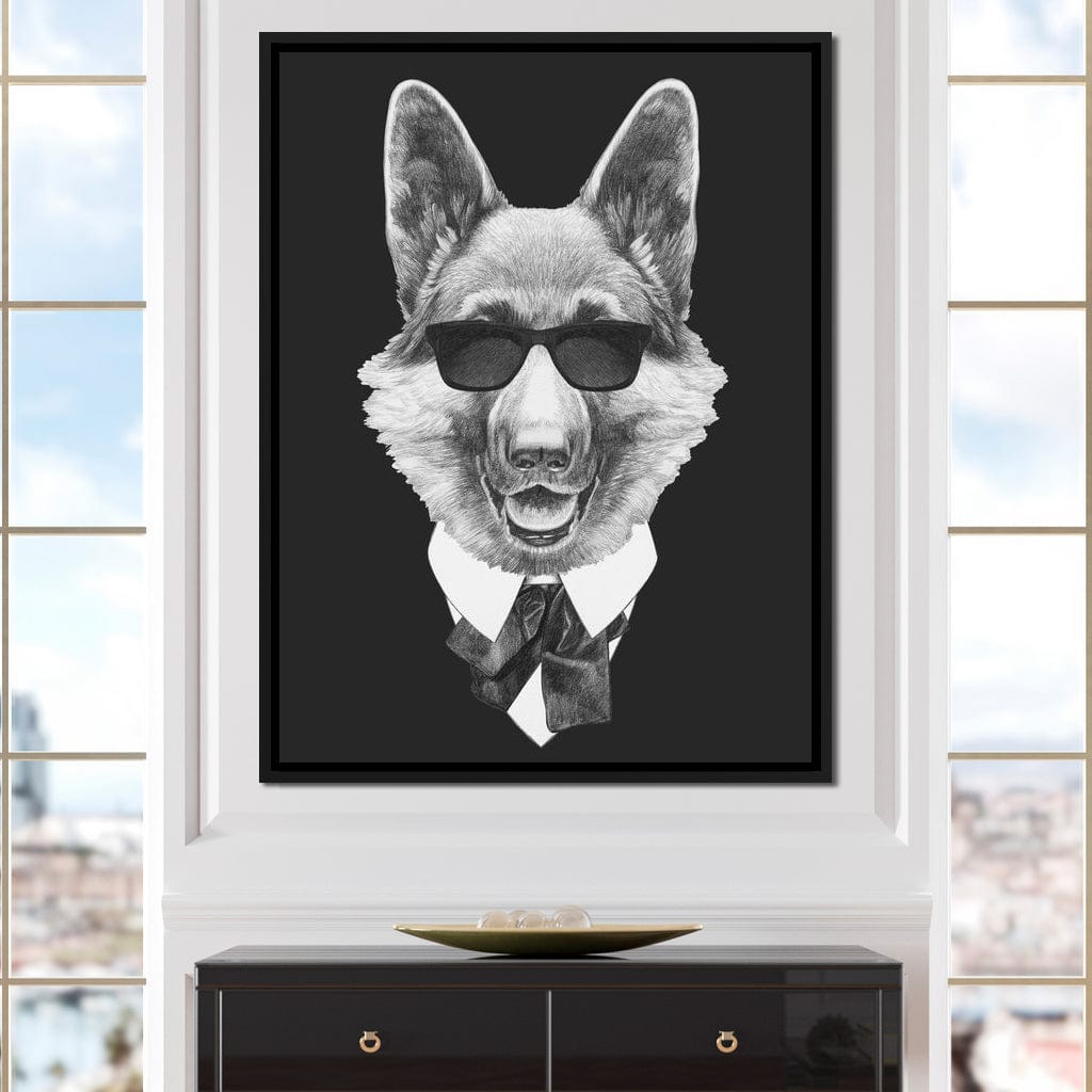 Dressed Up German Shepherd Canvas Wall Art