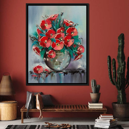Vase with Poppies Canvas Wall Art