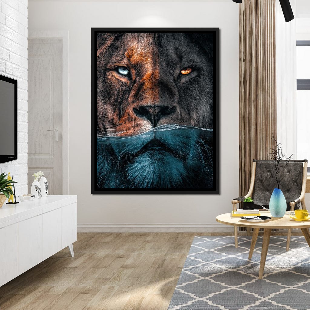 Diving Lion Canvas Wall Art