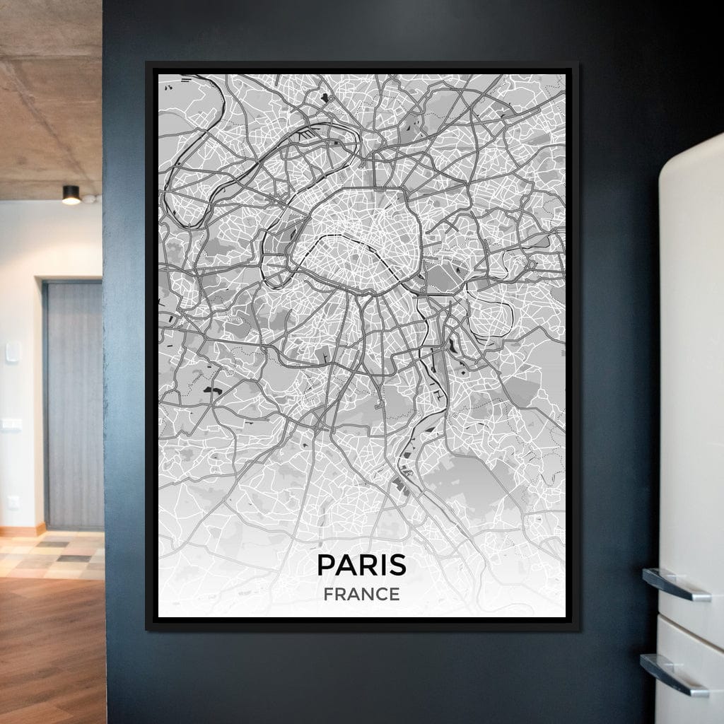 Map of Paris, France Canvas Wall Art
