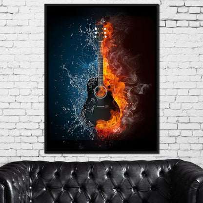 Fire & Water Guitar Canvas Wall Art