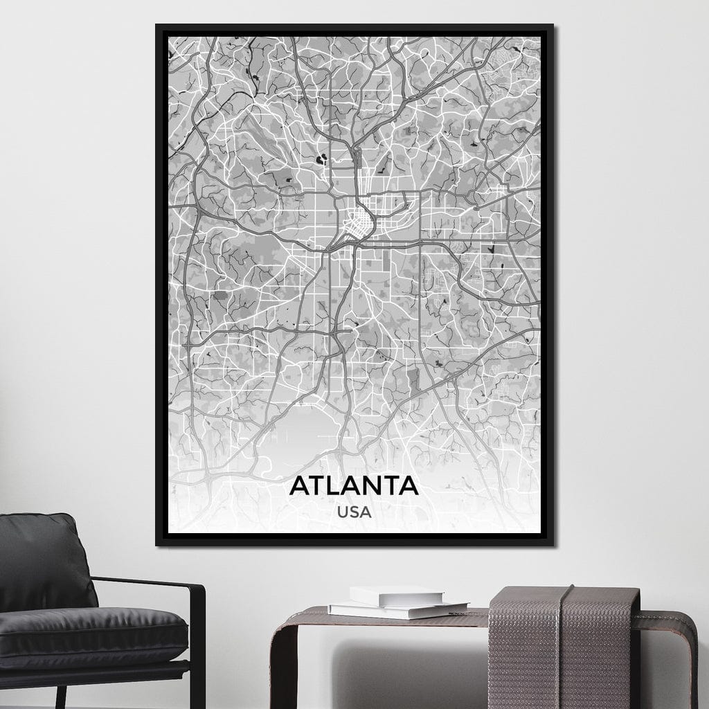 Map of Atlanta, USA Canvas Wall Art