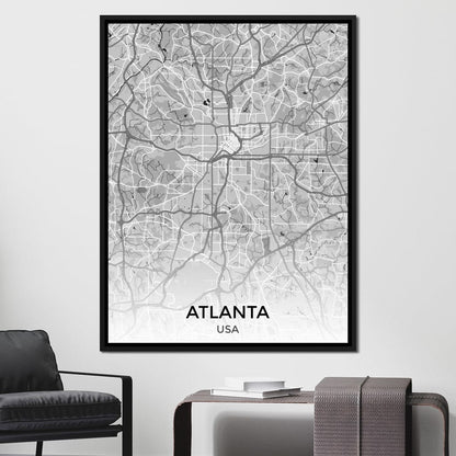 Map of Atlanta, USA Canvas Wall Art